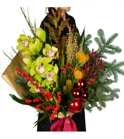 Christmas bouquet with cymbidium